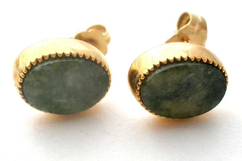 personalized pet photo necklace 14K Gold Jade Post Earrings Vintage