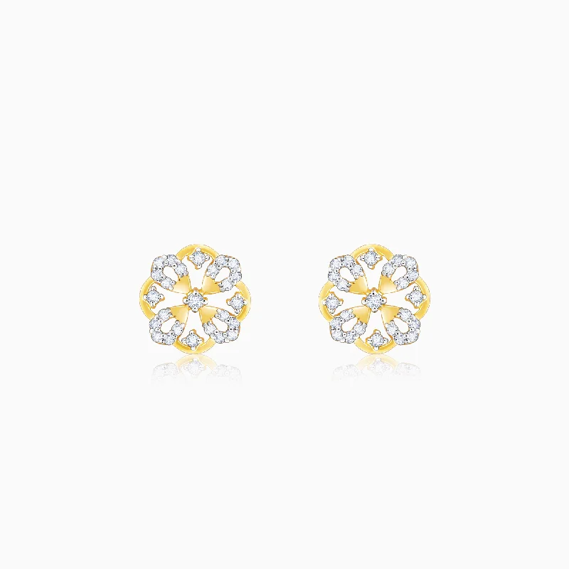 Gold Mesmerising Flower Diamond Earrings