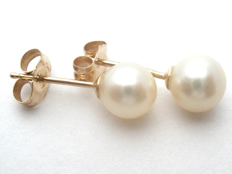 minimalist threader earrings gold 14K Gold Pearl Stud Earrings Vintage
