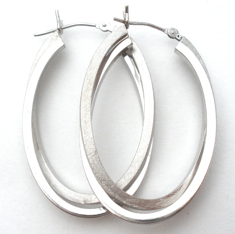 custom name necklace gold 14K White Gold Hoop Earrings Oval Vintage