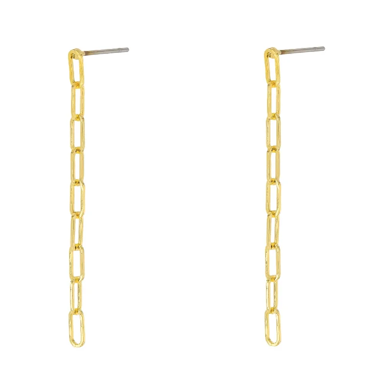 14K Gold Plated Brass Paperclip Drop Earrings