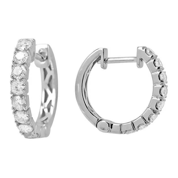 14KT GOLD 0.83 CTW DIAMOND HUGGIE HOOP EARRINGS