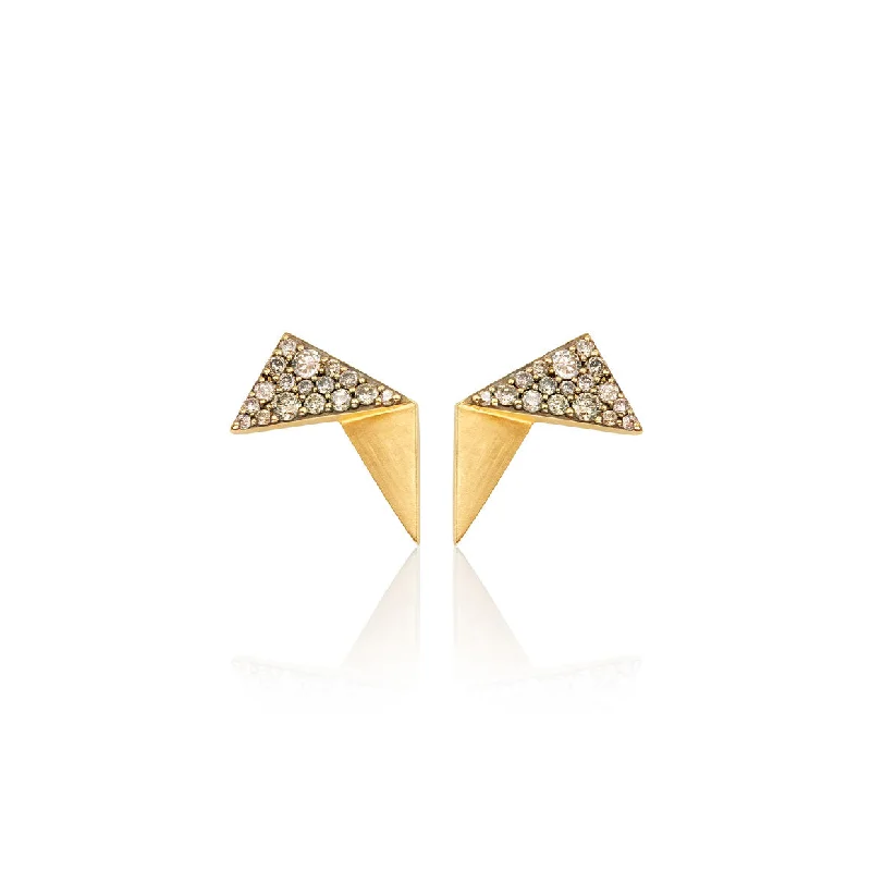 men’s titanium ring with diamonds Pavéd top Folded Plane Stud earrings