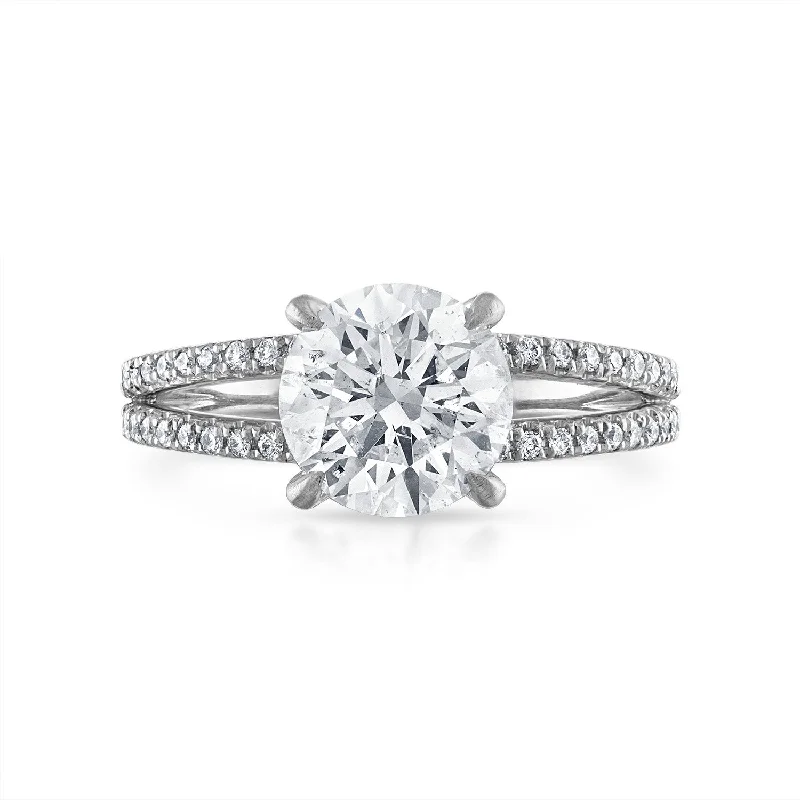 2ct Round Brilliant Cut Pave Split Shank with Pave Scarf Engagement Ring