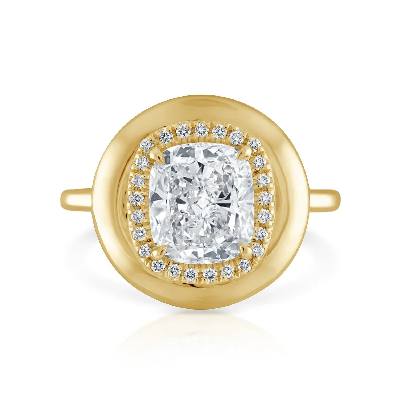 2.04ct Cushion Diamond Button Engagement Ring