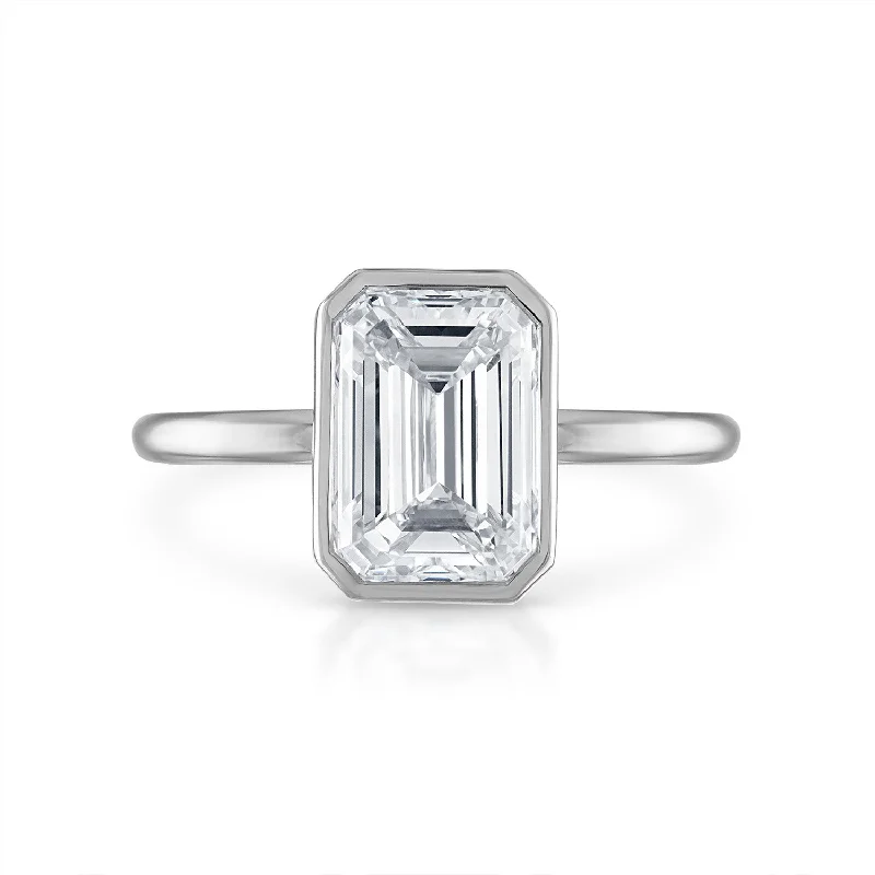 2.70ct Emerald Cut with Solitaire Bezel Setting Engagement Ring