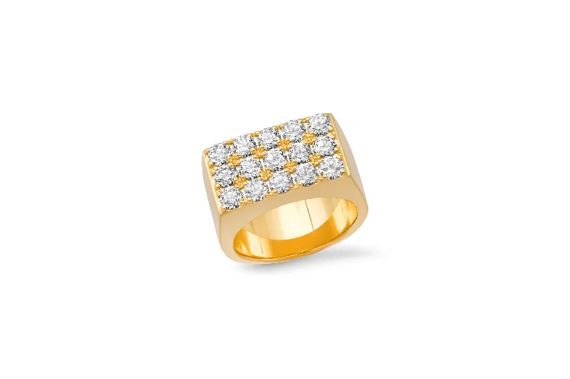 handmade coin pendant necklace 3 Row Diamond Rectangle Ring