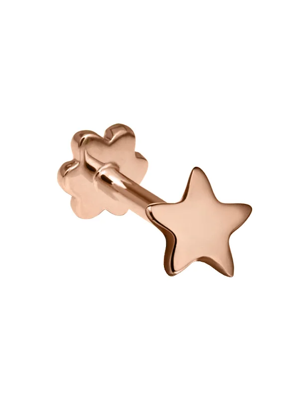 3mm Plain Star Thread Through Rose Gold Single Earring