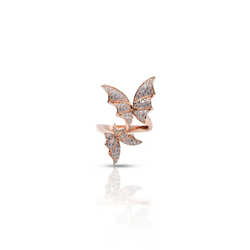 14k gold nose ring hoop 925 Silver Exclusive "Sparkling Bats" Ring for Girls