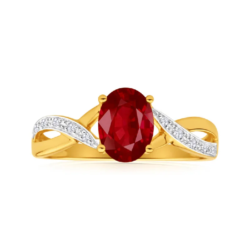 dainty gemstone chain bracelet 9ct Dazzling Yellow Gold Diamond and Garnet Ring