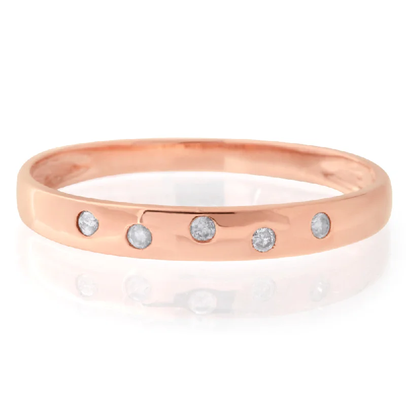 hammered copper wedding band 9ct Rose Gold 0.05 Carat Diamond Ring with 5 Brilliant Diamonds hammered copper wedding band 9ct Rose Gold 0.05 Carat Diamond Ring with 5 Brilliant Diamonds