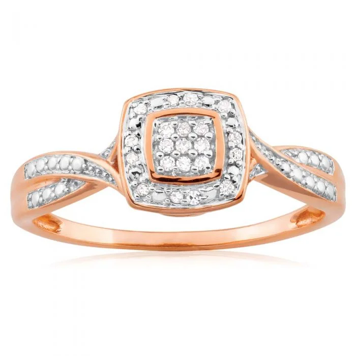 chunky silver hoop earrings 9ct Rose Gold Ring With 21 Brilliant Cut Diamonds
