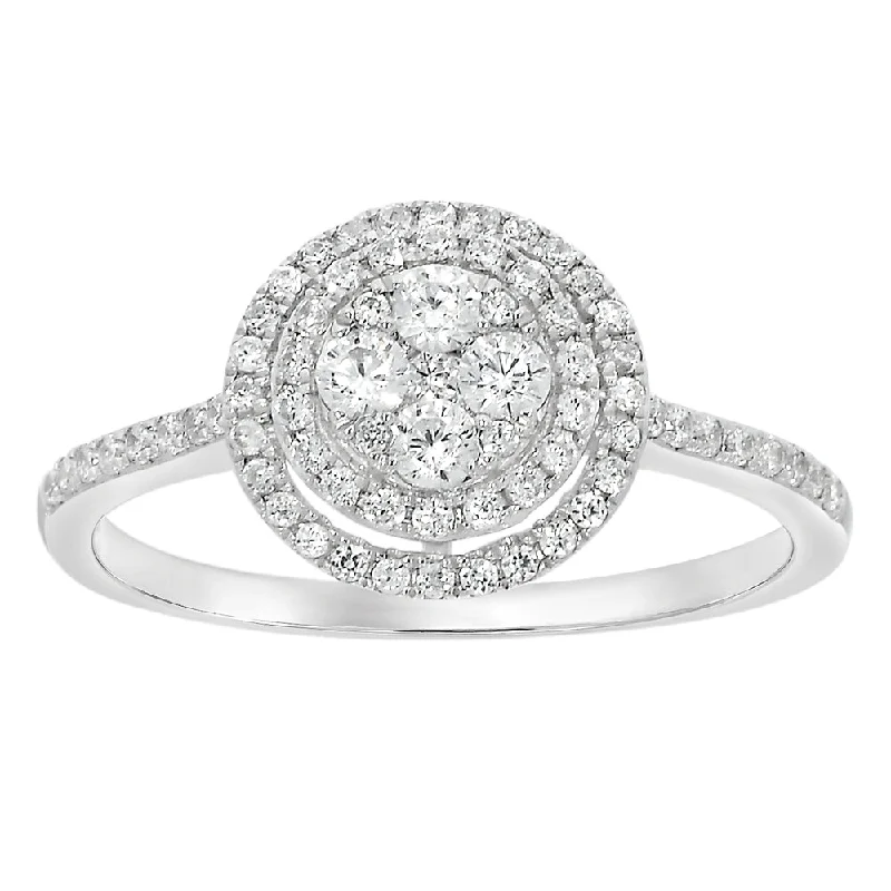 bezel set engagement ring modern 9ct White Gold 1/2 Carat Diamond Ring