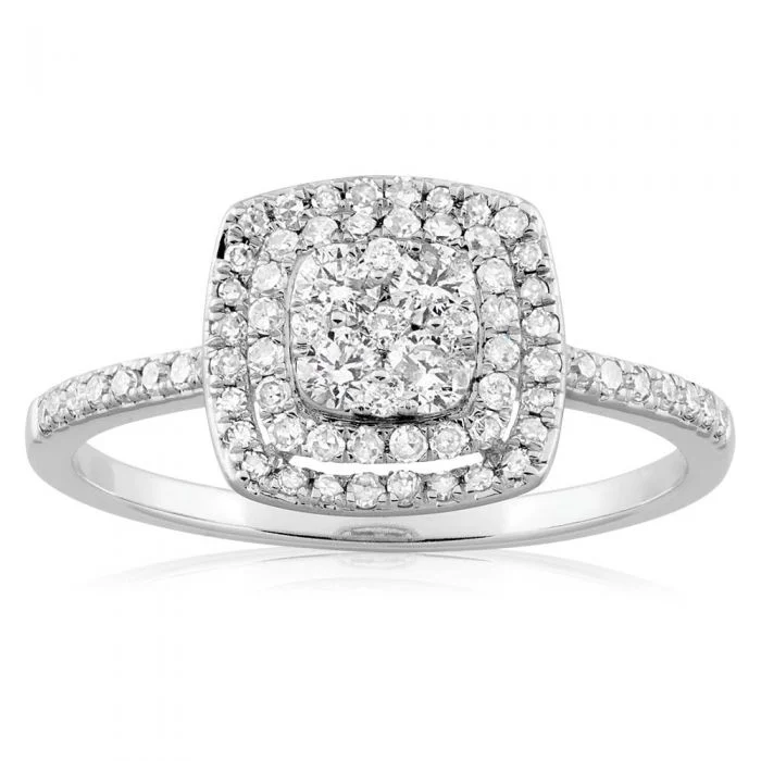 gothic bat ring sterling silver 9ct White Gold 1/2 Carat Diamond Ring With 73 Brilliant Cut Diamonds