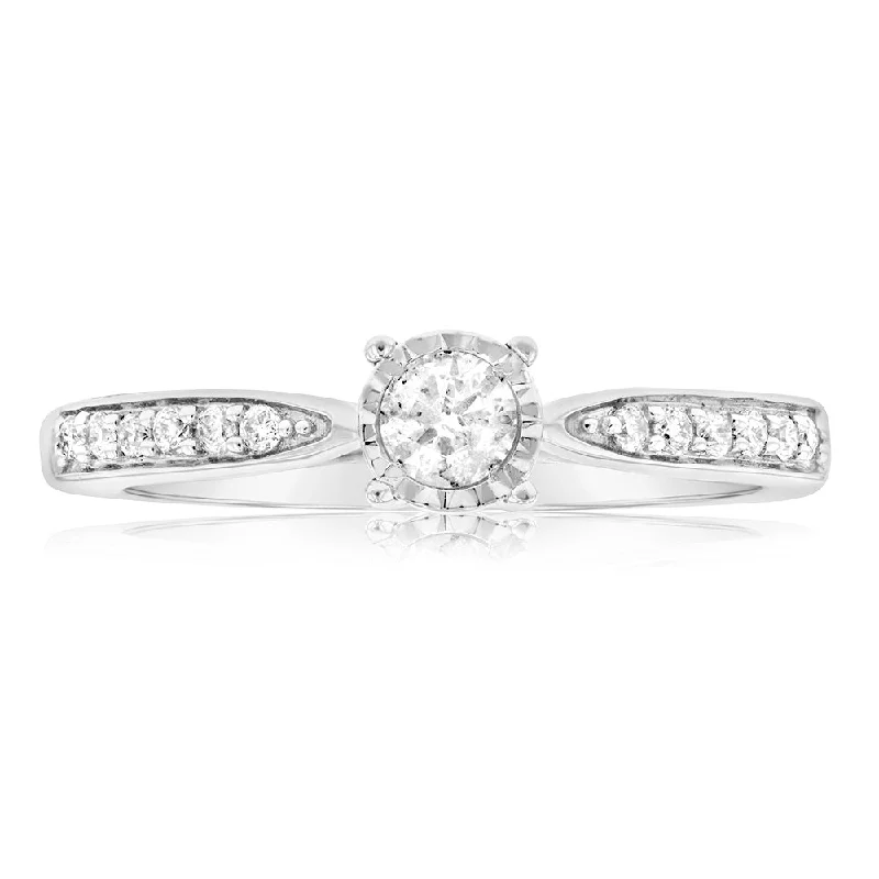 gold and diamond nose stud 9ct White Gold 1/4 Carat Diamond Knife Edge Ring