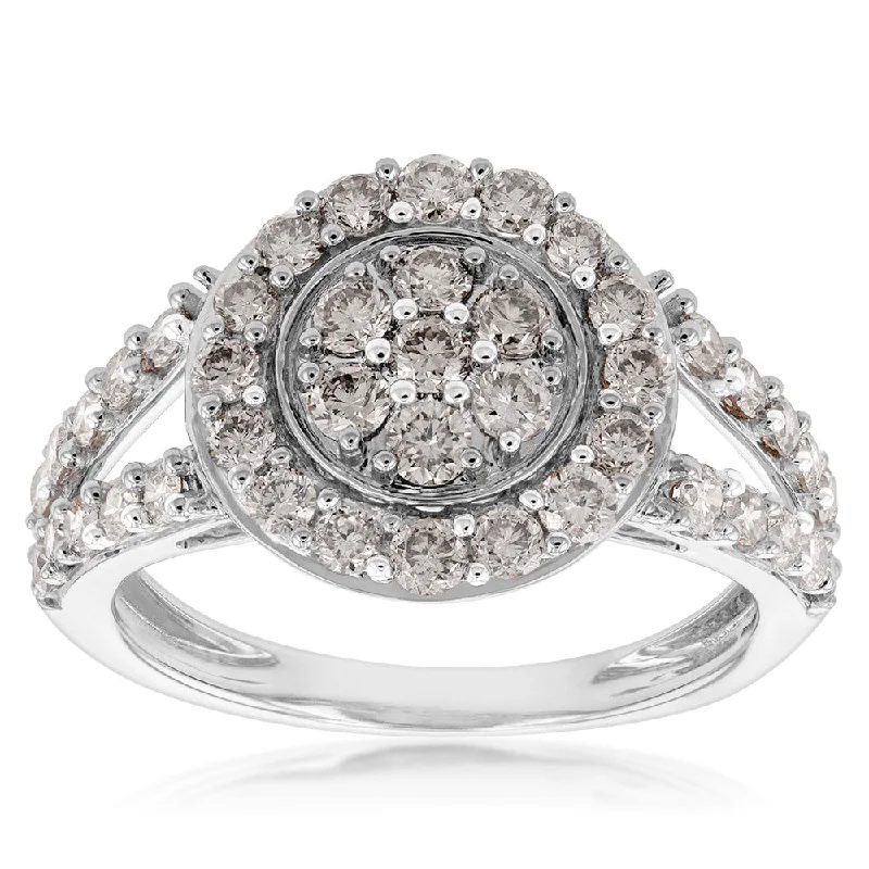 celestial zodiac sign necklace 9ct White Gold 1 Carat Diamond Round Shape Cluster  Ring