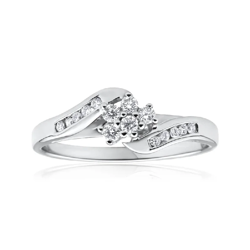 simple gold hoop earrings 9ct White Gold Diamond Ring