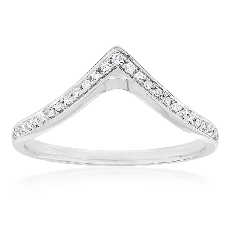minimalist horseshoe necklace gold 9ct White Gold Diamond Ring with 27 Brilliant Cut Diamonds
