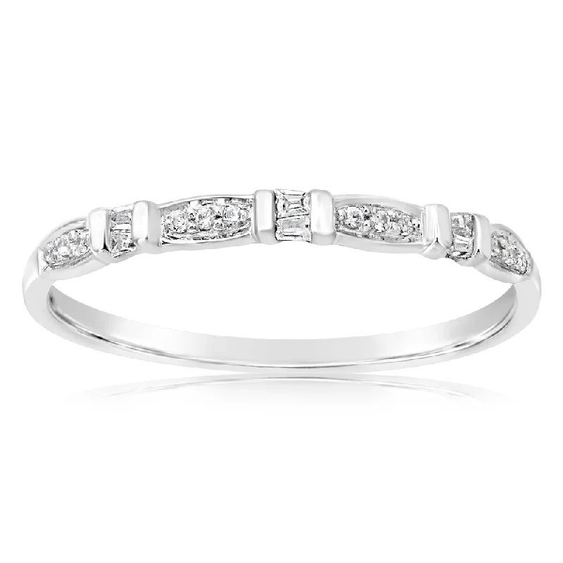 personalized couples necklace gold 9ct White Gold Eternity Ring with 18 Diamonds