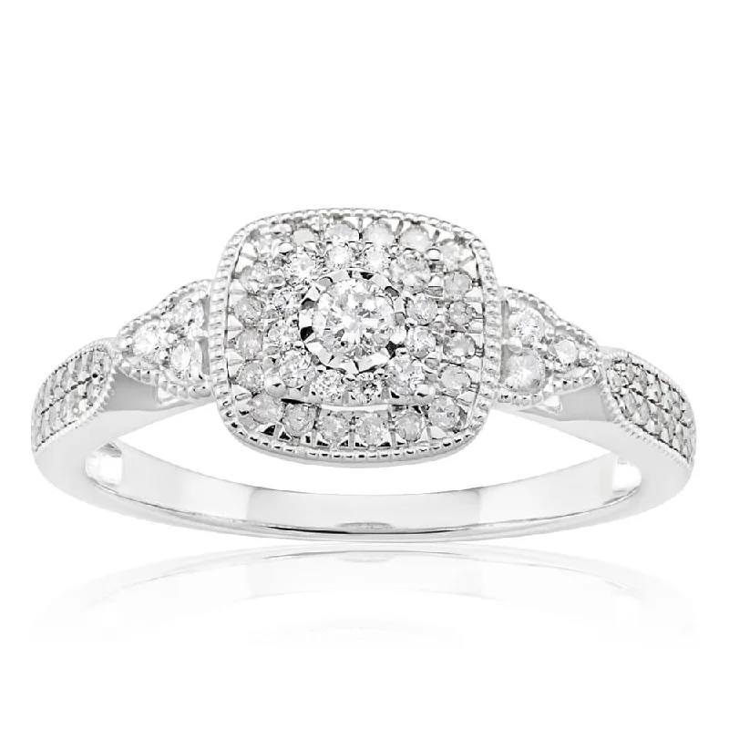 real jade bangle bracelet 9ct White Gold Ring With 1/3 Carats Of Diamonds
