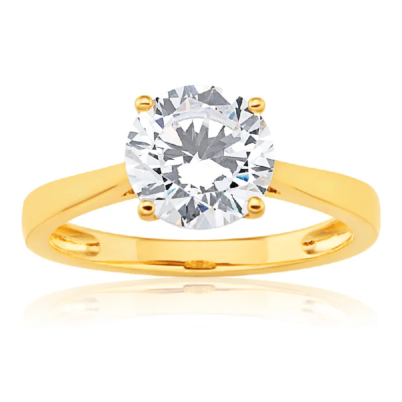 braided wedding ring men 9ct Yellow Gold 8mm Zirconia Brilliant Cut Solitaire Ring