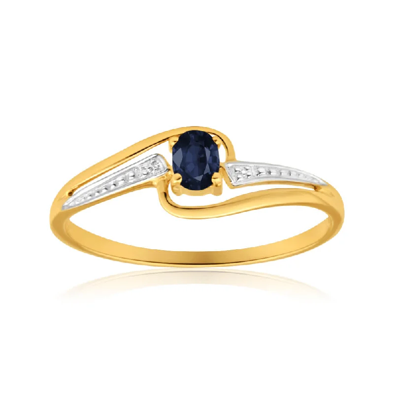 dainty gold chain earrings 9ct Yellow Gold Alluring Natural Black Sapphire Ring