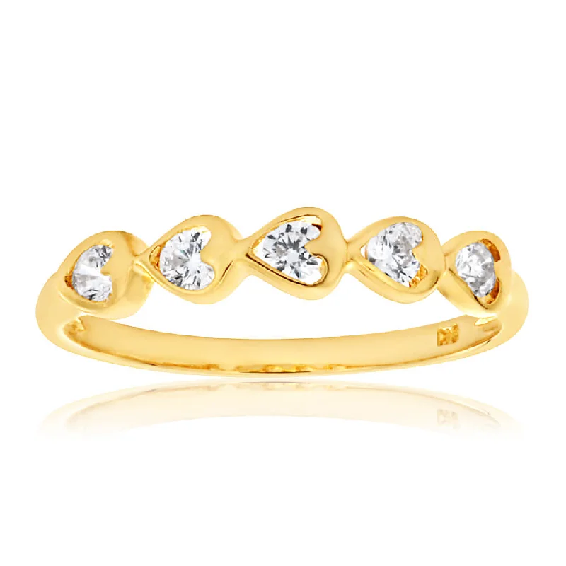 solid gold cartilage hoop 9ct Yellow Gold Cubic Zirconia Heart Ring