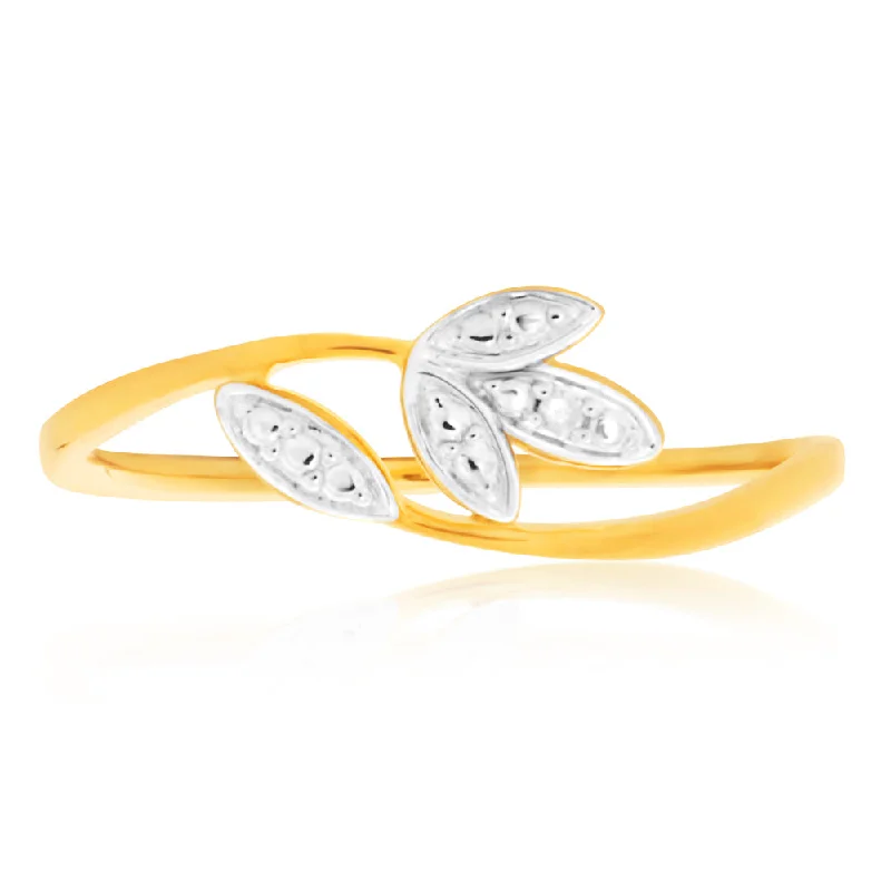 gold initial bracelet personalized 9ct Yellow Gold Diamond Bead Set Ring