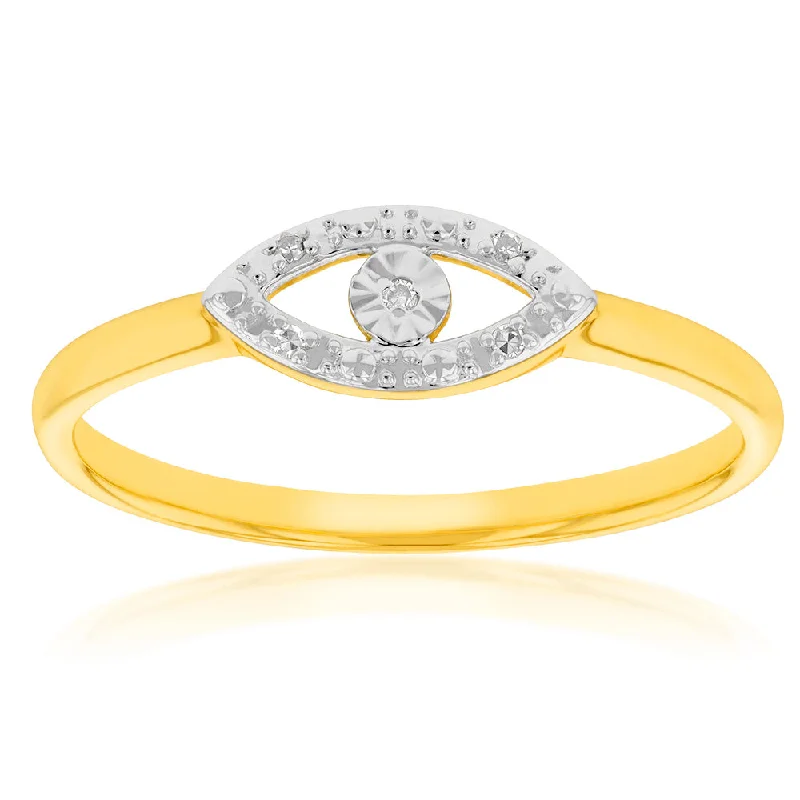 unique diamond eternity band 9ct Yellow Gold Diamond Evil Eye Ring