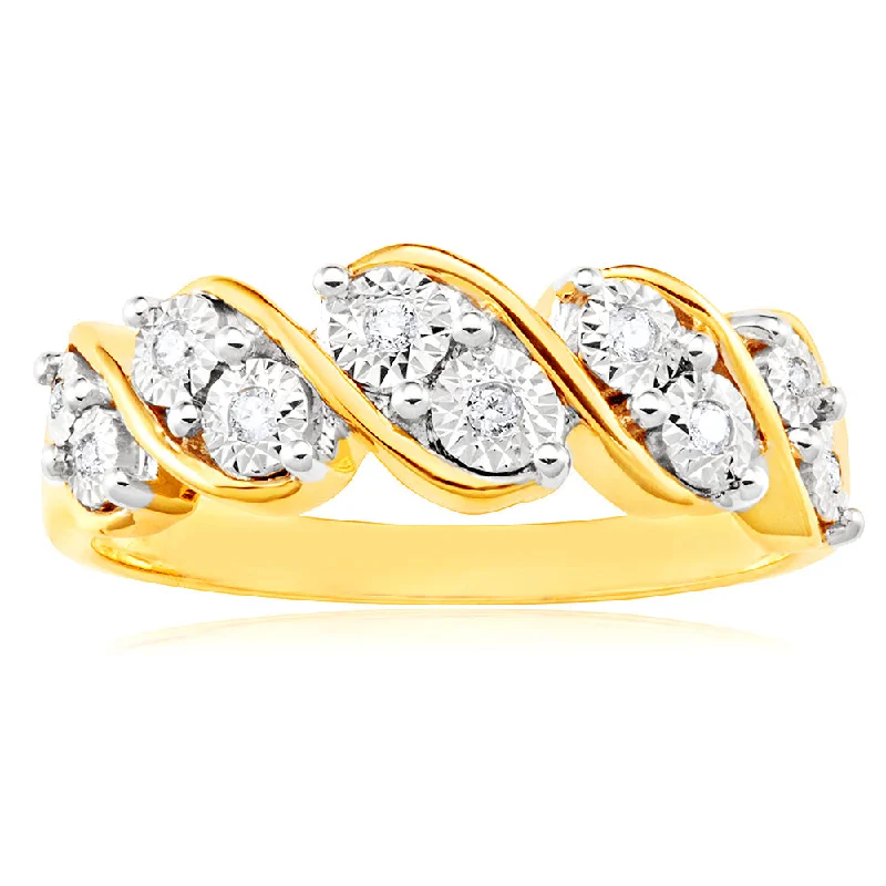 vintage pearl engagement ring 9ct Yellow Gold Diamond Ring Set with 10 Beautiful Brilliant Diamonds vintage pearl engagement ring 9ct Yellow Gold Diamond Ring Set with 10 Beautiful Brilliant Diamonds