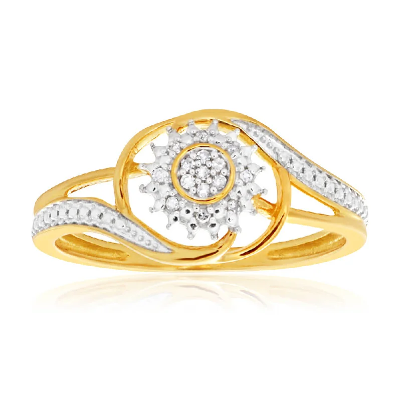 custom engraved infinity necklace 9ct Yellow Gold Diamond Ring Set with 15 Stunning Brilliant Diamonds