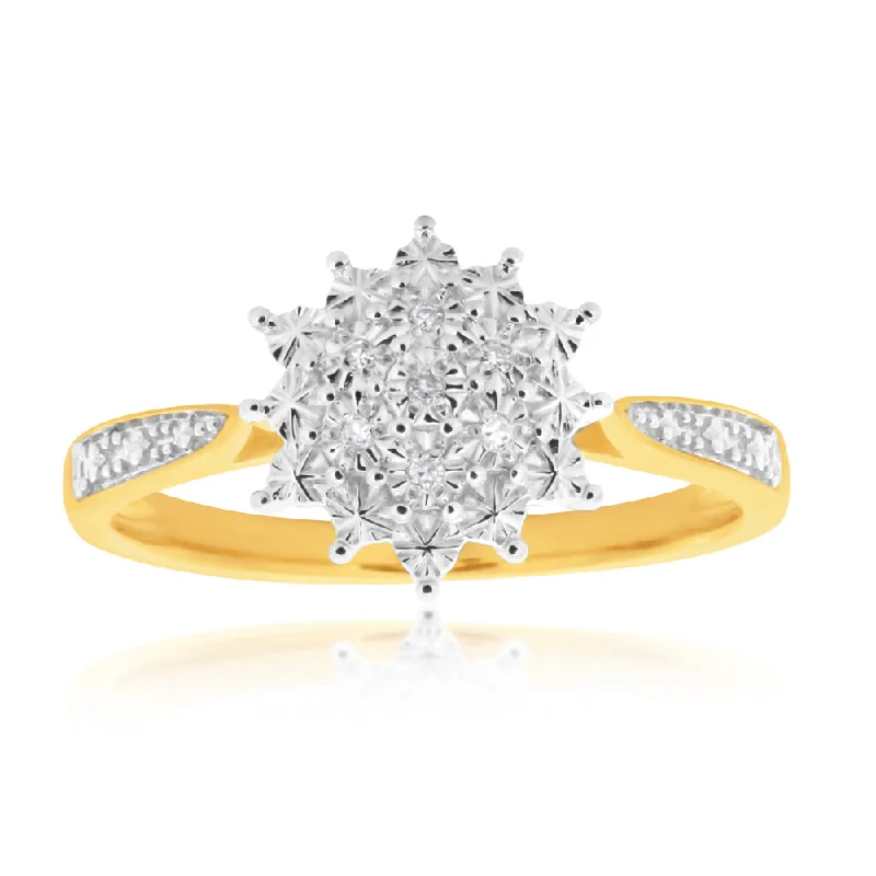 handcrafted gemstone toe ring 9ct Yellow Gold Diamond Ring Set With 7 Round Diamonds handcrafted gemstone toe ring 9ct Yellow Gold Diamond Ring Set With 7 Round Diamonds