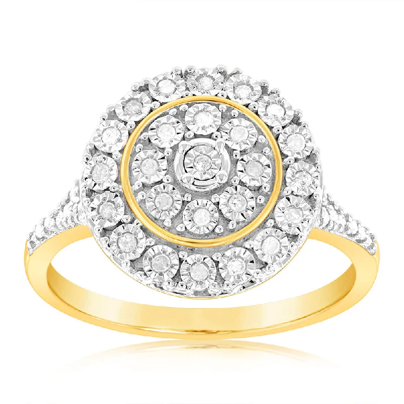chunky gemstone cuff bracelet 9ct Yellow Gold Diamond Ring With 35 Brilliant Cut Diamonds