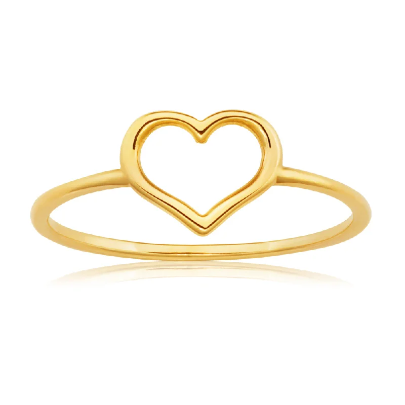 personalized initial ring stackable 9ct Yellow Gold Heart Shape Ring