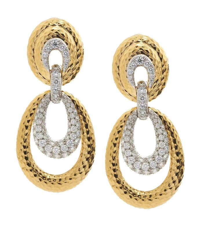 hammered sterling silver band Astor Earrings, Hammered 18K Gold