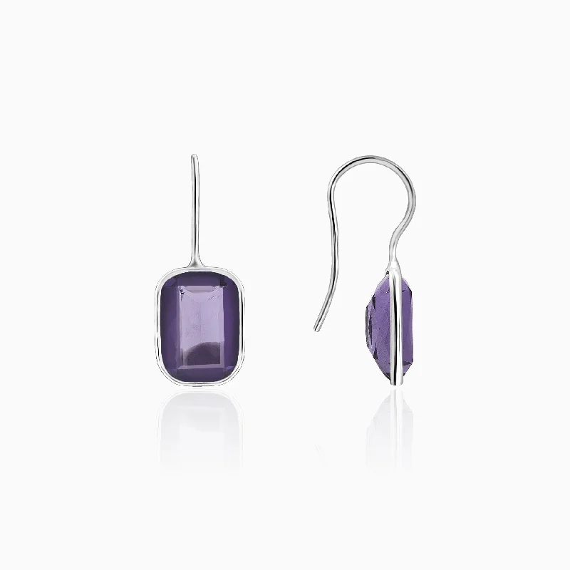 Silver Royal Purple Earrings