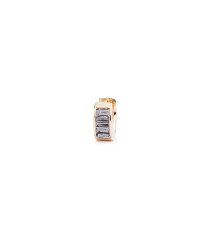 rustic wooden bead bracelet Baguette Grey Spinel - True Love : Huggie Earring