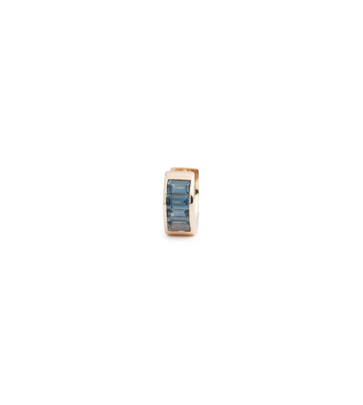 personalized hand-stamped bar ring Baguette London Blue Topaz - True Love : Huggie Earring