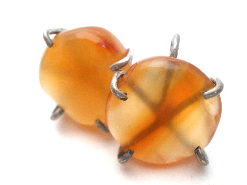 minimal gold ring stack Banded Agate Earrings Sterling Silver Vintage