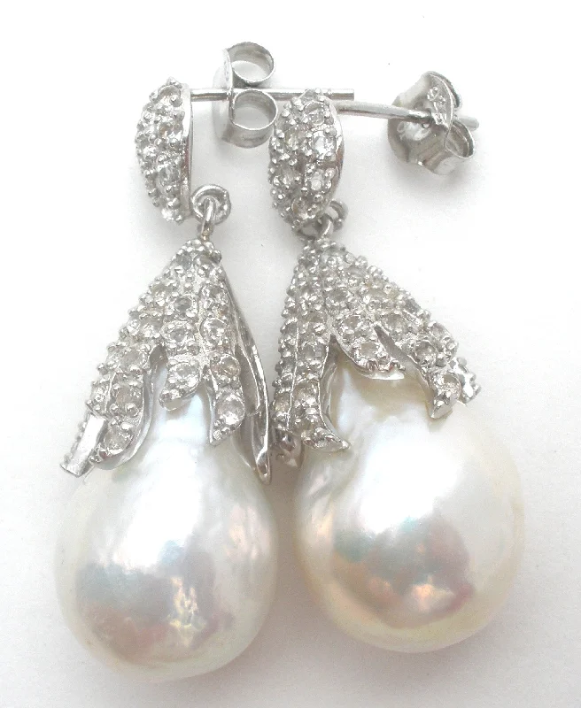 celestial moon and stars ring Baroque Dangle Pearl Earrings Sterling Silver