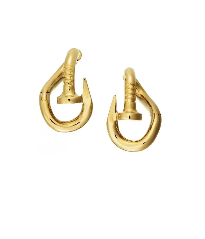 gothic black onyx ring men Bent Nail Earrings, Polished 18K Gold