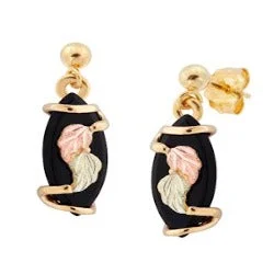 Black Hills Gold Dangling Onyx Earrings