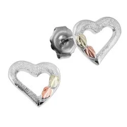 Black Hills Gold Silver Heart Earrings