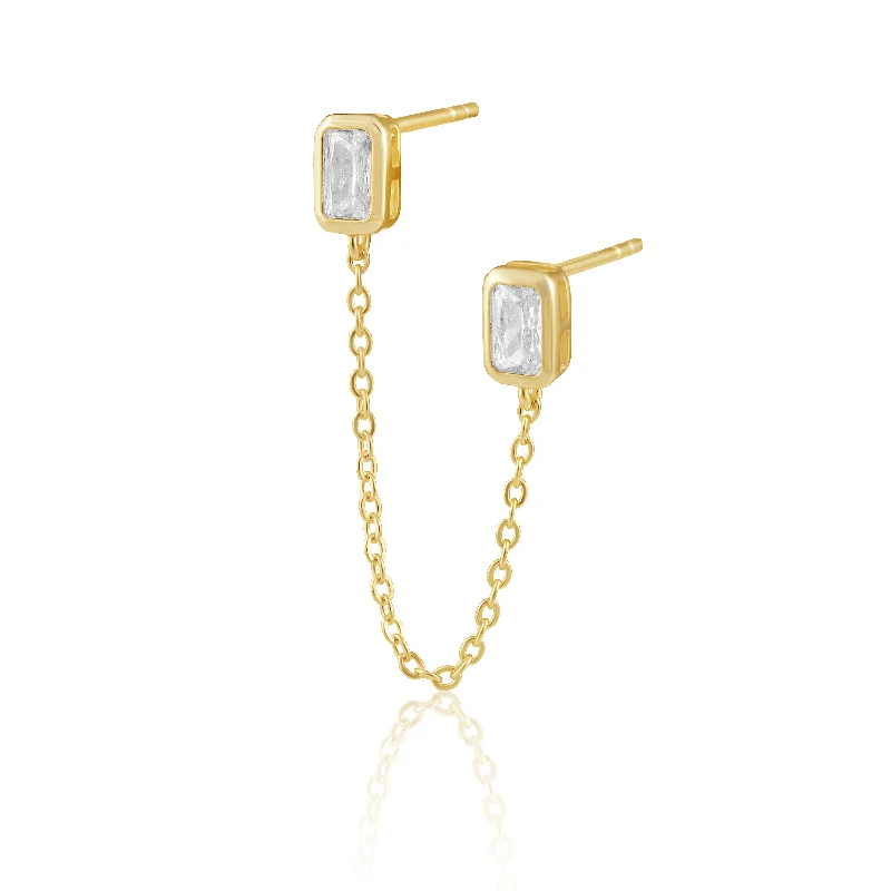 solid gold disc charm bracelet Charlotte Double Studs