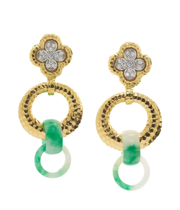 vintage pearl engagement ring Clover Hoop Drop Earrings