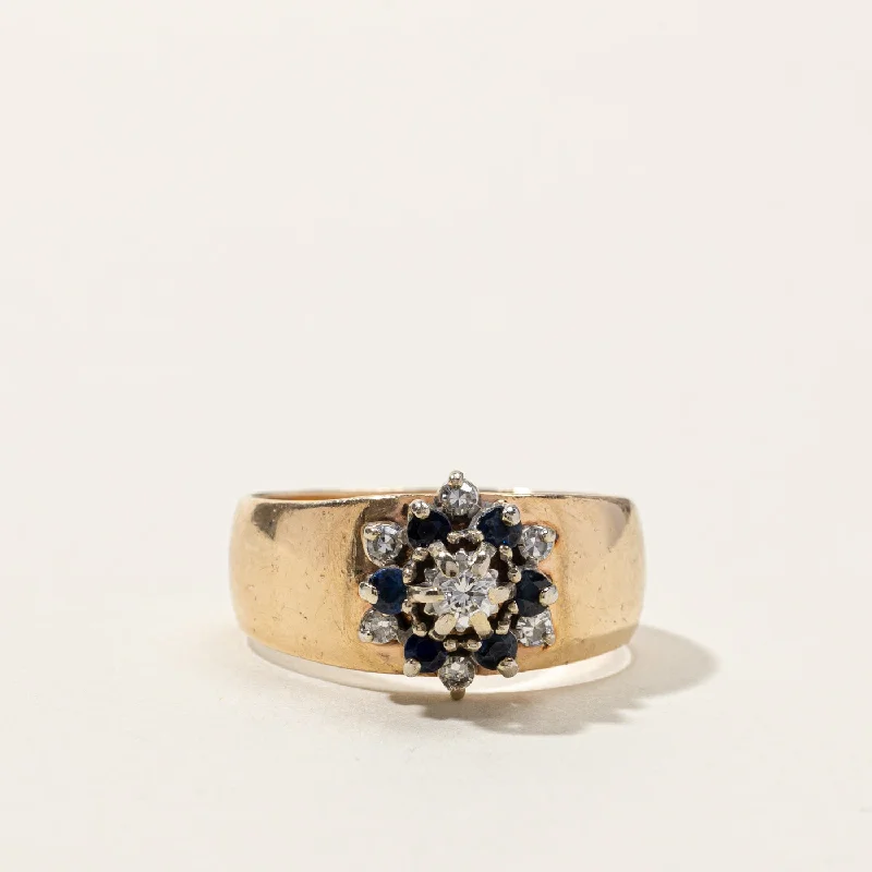 Cluster Diamond & Sapphire Gold Ring | 0.26ctw | SZ 7.75 |