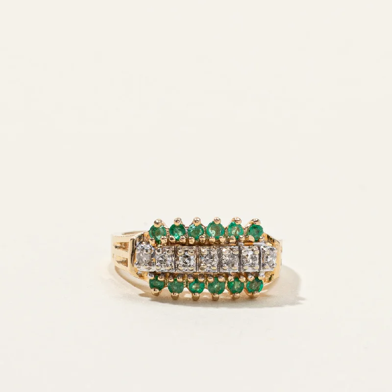 Cluster Set Diamond & Emerald Ring | 0.24ctw | 0.14ctw | SZ 5.75 |