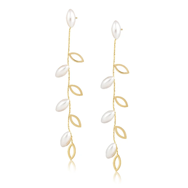 modern baguette diamond ring Collette Pearl Statement Earring