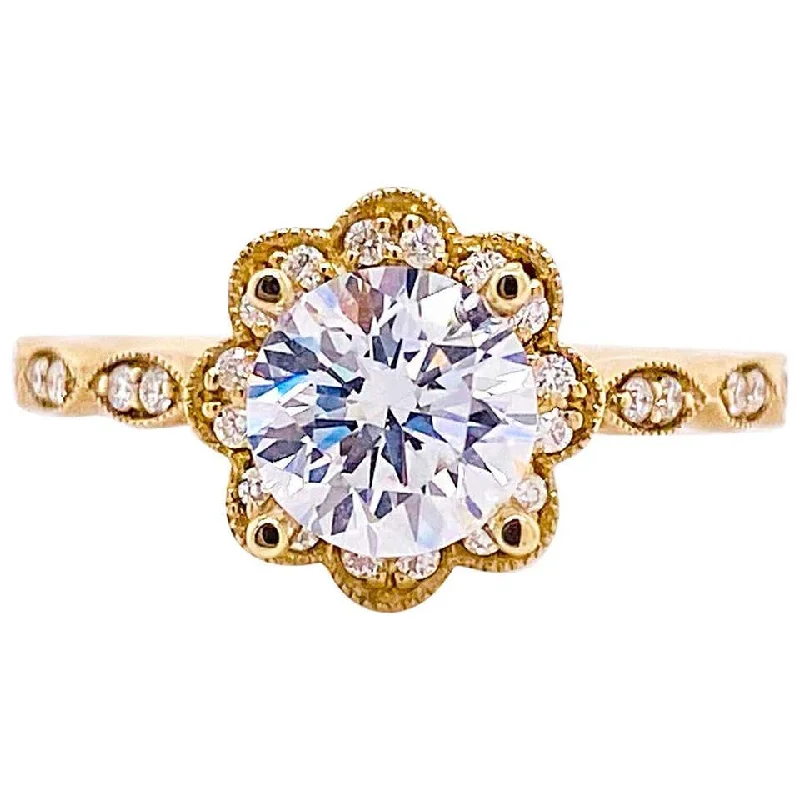 celestial lunar eclipse pendant Diamond Petal Engagement Ring