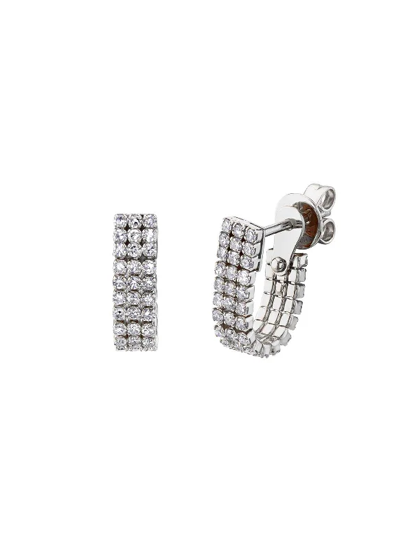 Diamond 2 In 1 Triple Thread White Gold Earrings